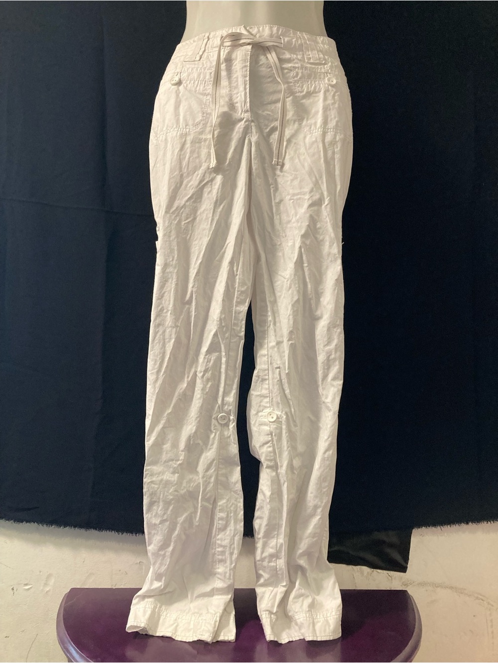 Reitmans White Cargo Capri Pants Petite 6P Y2K Resort Style